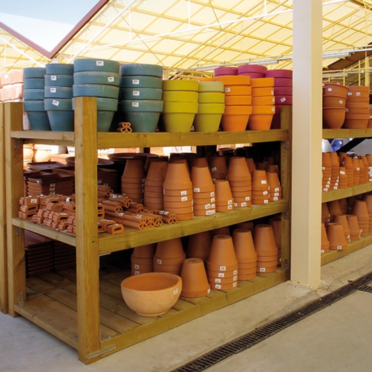 Racks and displays treated wood